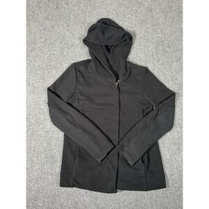 Standard James Perse Womens Black Hidden Zipper Zip‎ Up Hoodie Sweatshirt Size 2